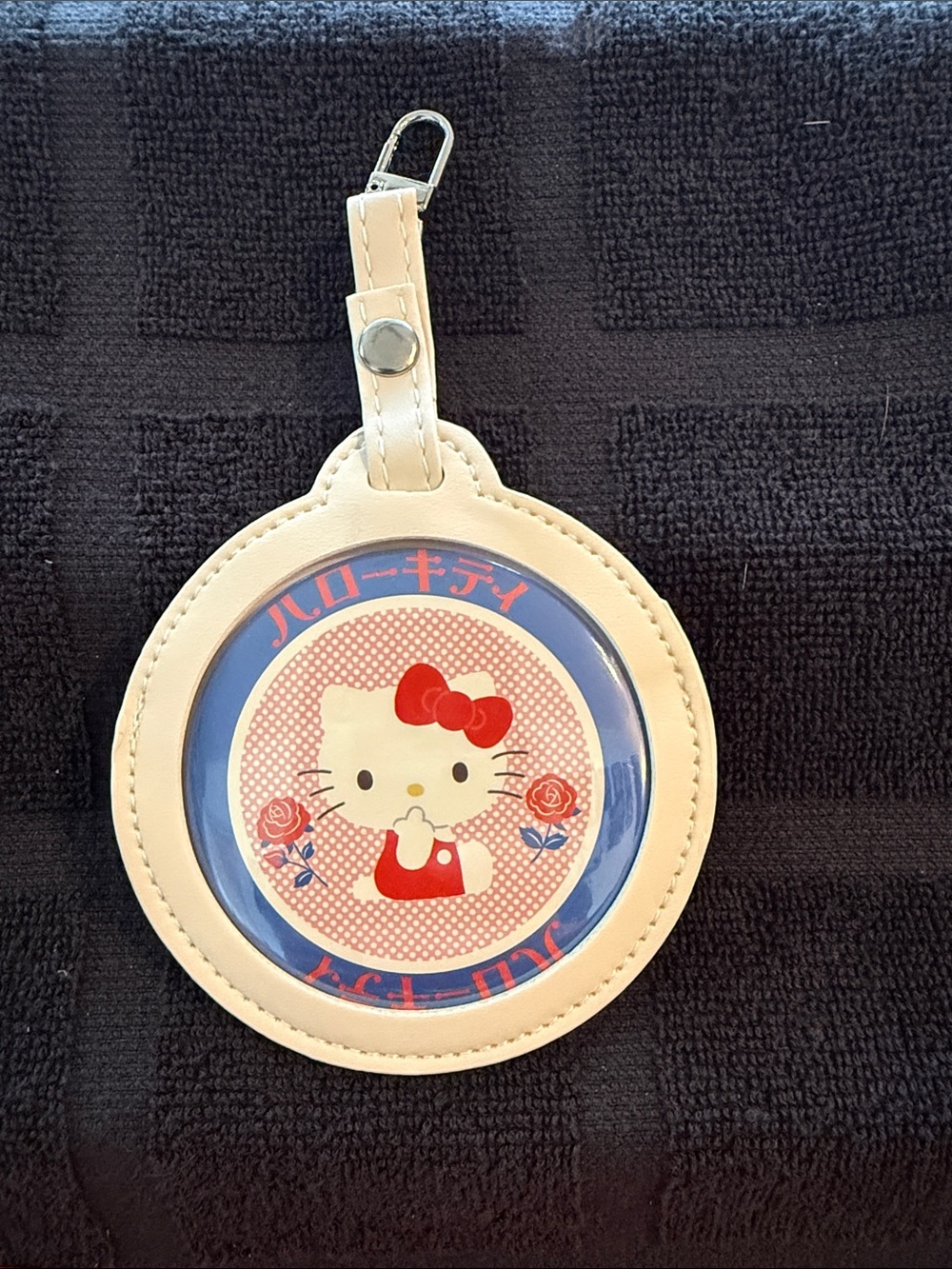 Hello Kitty Cream, Red and Blue Round Luggage Tag